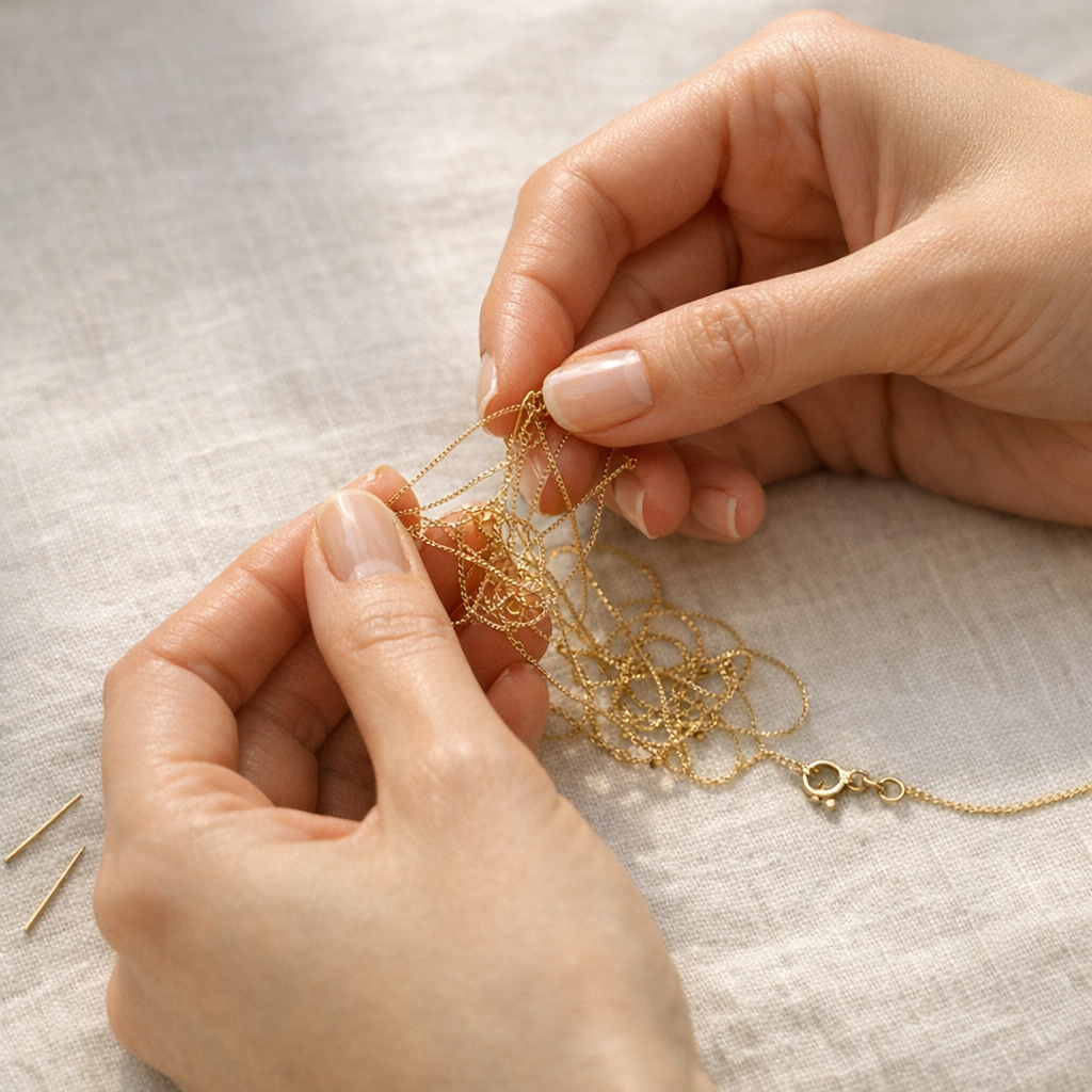 Collier emmêlé : 6 gestes sûrs pour le sauver